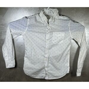 Aeropostale Men's Long‎ Sleeve Button Down White Blue Small Waves Pattern Size S